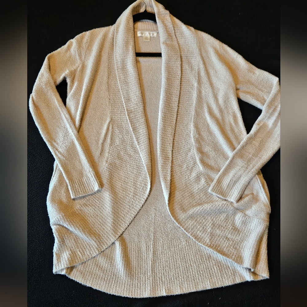Barefoot Dreams Cozy Chic Lite Round Cardigan in Stone Womens Size XS/S